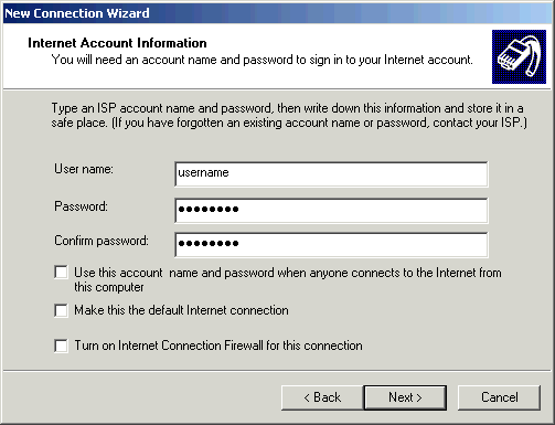 Enter your user information - click Next